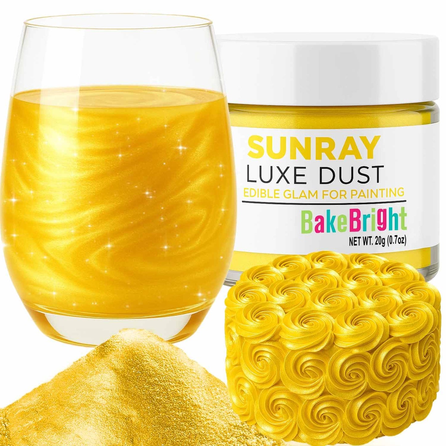 Luster Dust Edible Cake Decorations, Yellow Edible Luster Dust for Cupcake Decorations Edible Luster Dust for Drinks, Cake Drip, Yellow Fondant and Edible Paint for Cakes, Drink Glitter Edible Dust