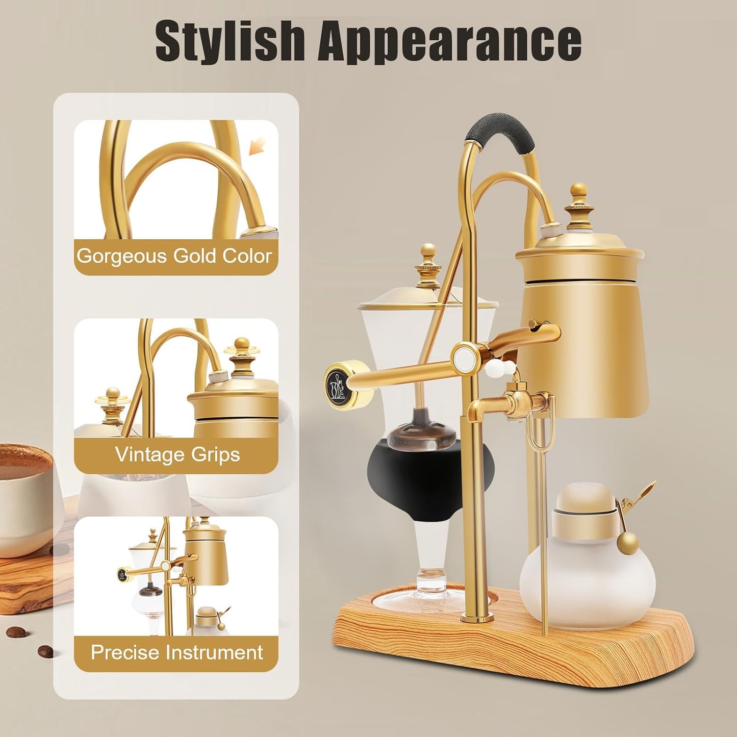 Belgian/Belgium Luxury Royal Family Balance Syphon Coffee Maker, Elegant Design Retro-Style Siphon Brewer
