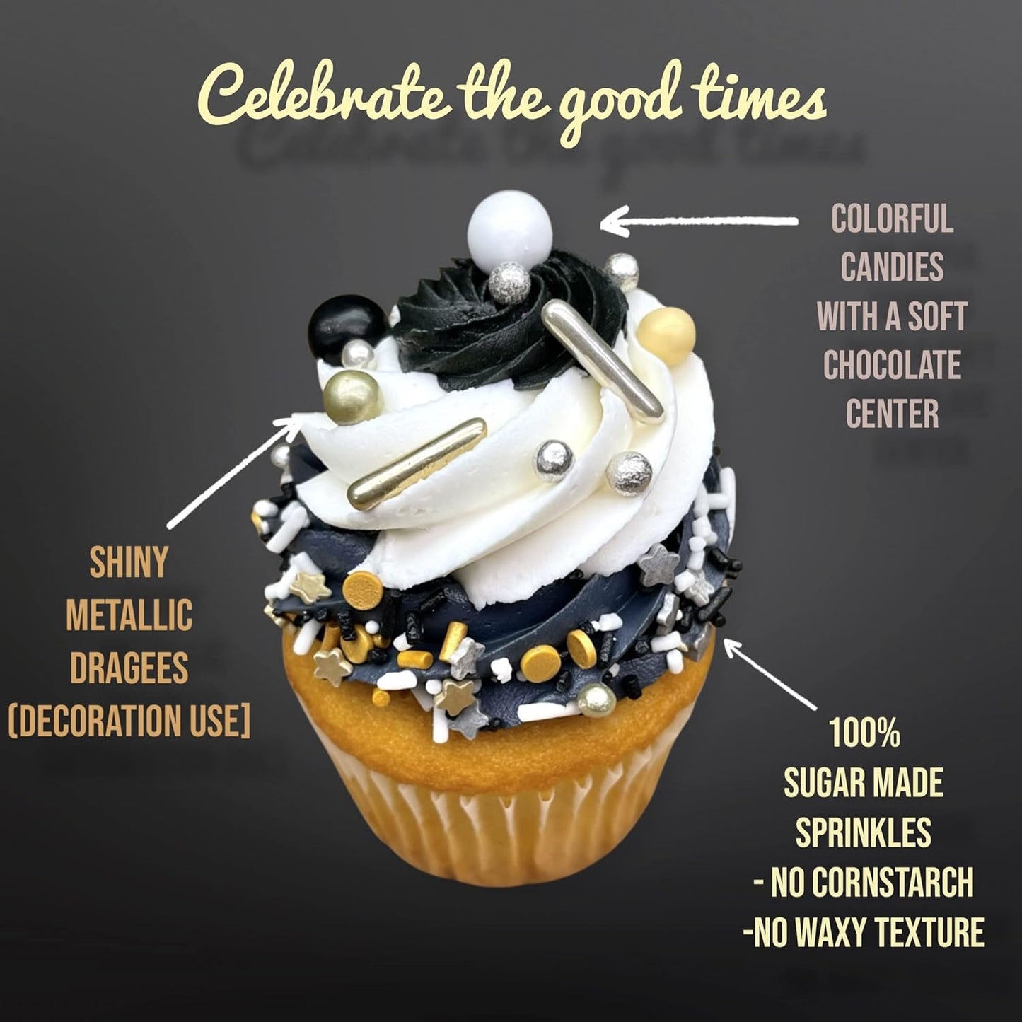 Sprinkles | 4 oz | Gold and silver sprinkles | Metallic sprinkles | New year sprinkles | Glamour sprinkles | Sprinkle mix | Manvscakes