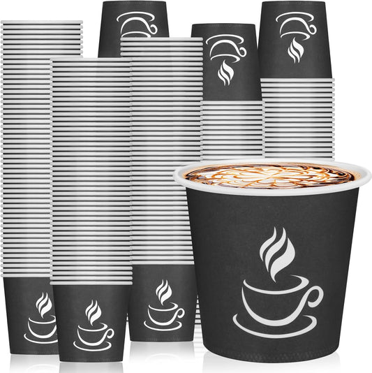 4 oz Paper Coffee Cups - 500 Pack Paper Espresso Cups, Disposable Coffee Cup, Small Paper Cup for Hot or Cold Beverage, Espresso, Capucino for Party, Picnic, Home, Office and Business (Black)