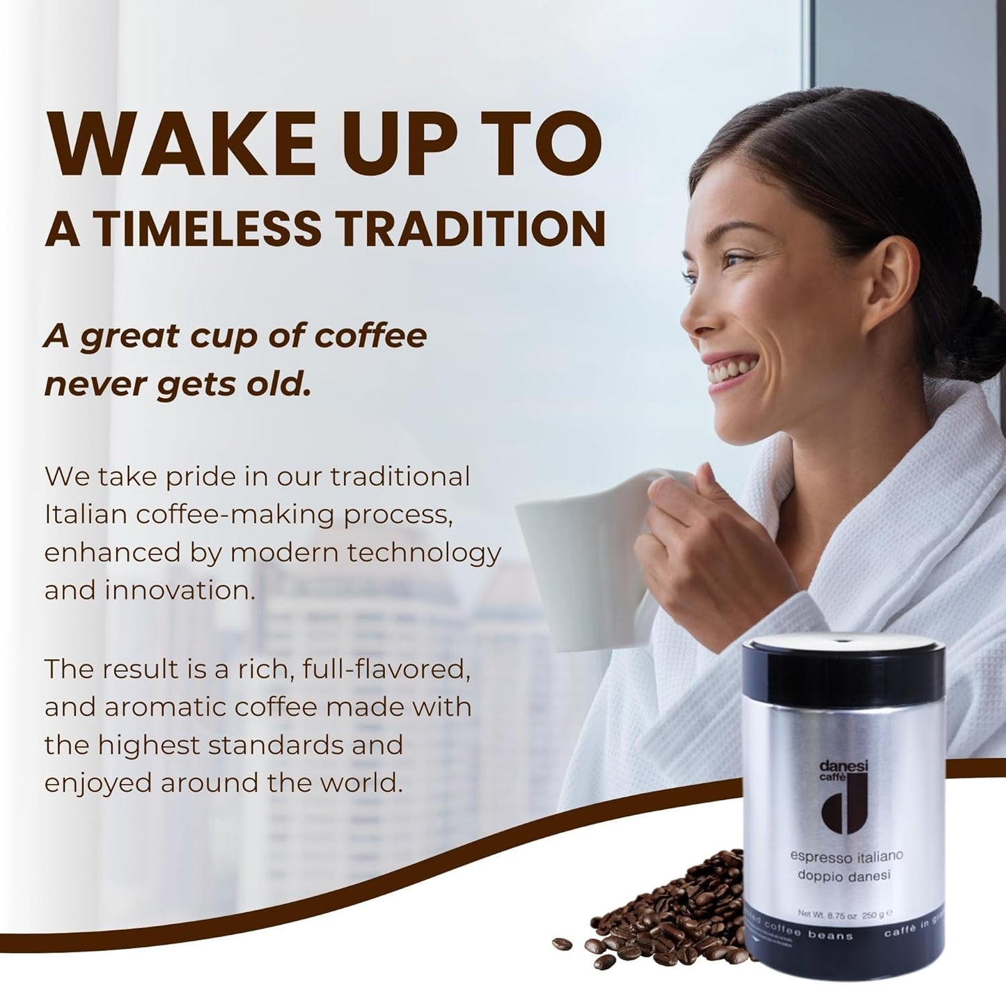 Danesi Caffe Italian Whole Coffee Beans - Espresso Coffee Beans and Medium Roast Whole Bean - Perfect for Espresso Machines, French Press, and Home Brewing - Doppio (8.75 lb)