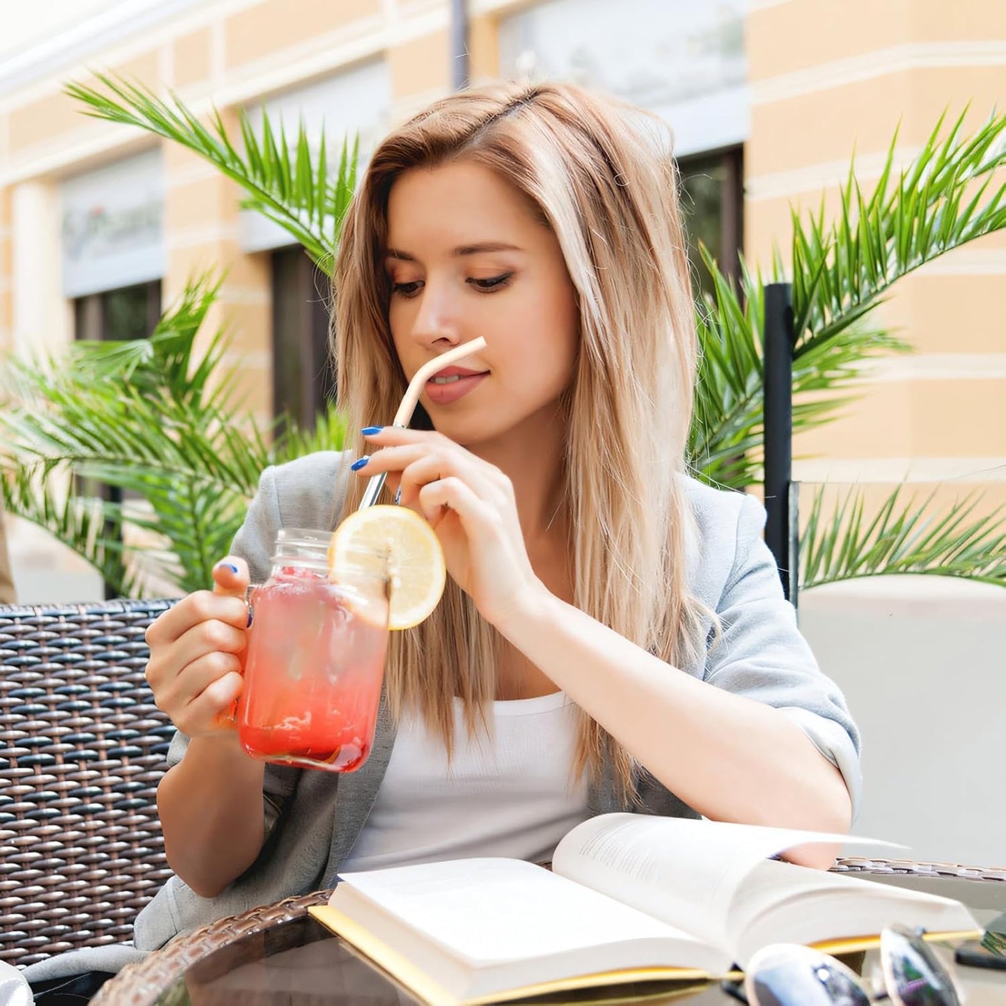 5PCS Bright Color Silicone Metal Strawing Tips, Rubber Straw Tips/Reusable Rubber Straw Sleeve for 8-10mm Diameter Straws, Siliconeing Straws Extenders for Metal Strawings, Silicone Extender Tipings