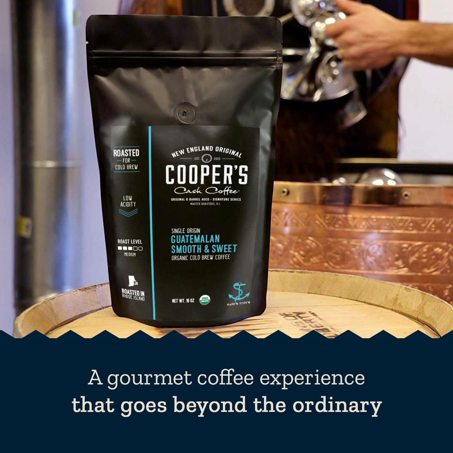 Guatemala Organic Cold Brew Coffee, Single Origin, Gourmet Beans, Tasting Notes of Milk Chocolate, Creamy Caramel & A Hint of Orange, Medium Roast Coarse Ground Beans, 16 oz Coffee Bag