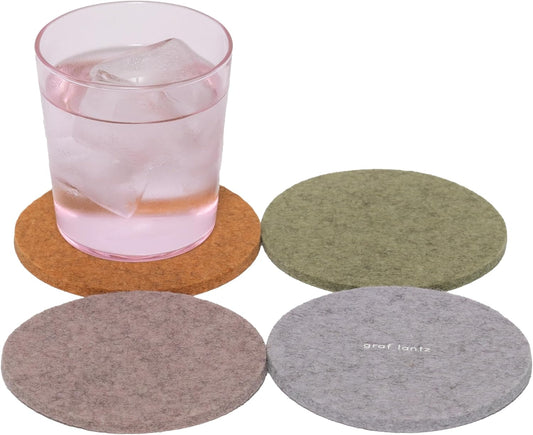 Graf Lantz - Bierfilzl Merino Wool Round Coasters Set of 4 - Pastels (4" Circles) - Absorbs 30% of Weight - German Wool - Heat Resistant, Sustainable, & Reusable - Home Decor & Coffee Table Decor