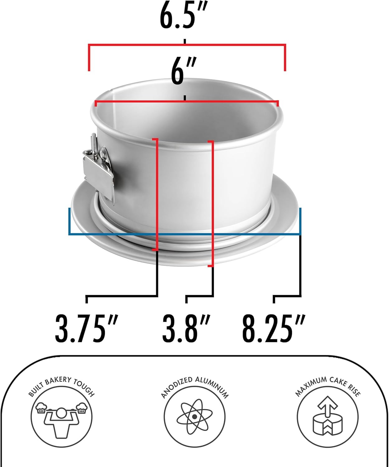 Fat Daddio's PSF-63 Anodized Aluminum Springform Pan, 6 x 3 Inch