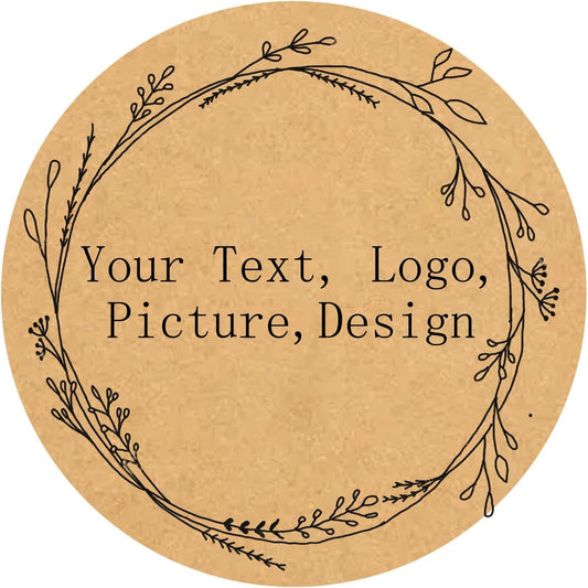 Custom Stickers Kraft Paper Labels Personalized Withe Text, Business Logo Customized Food Jars Labels Bakery Label Sticker Package Favor Canning Circle 100pcs (Style 14)