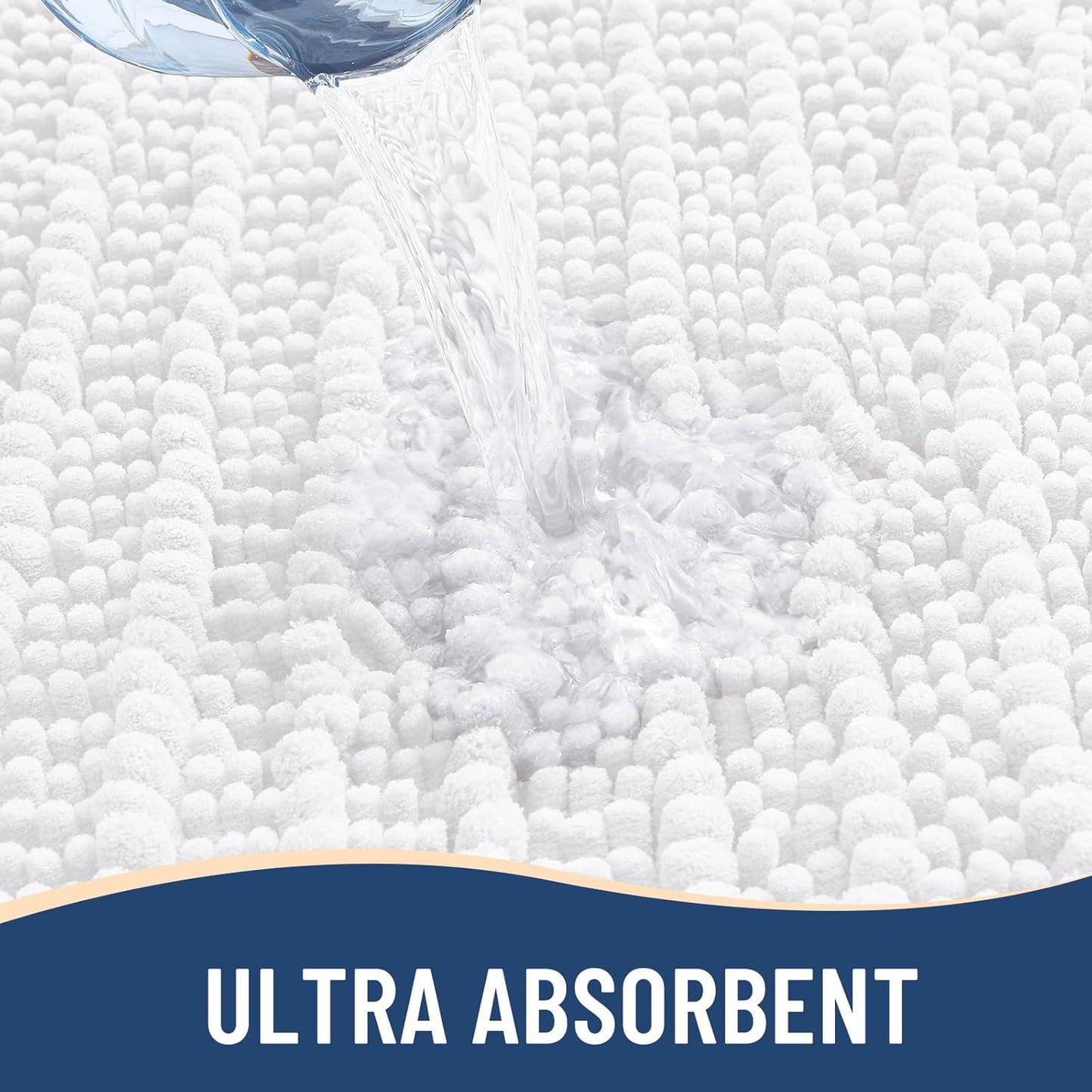 Arotive Luxury Chenille Bathroom Rug Mat, Extra Soft Thick Absorbent Shaggy Bath Rugs, Non-Slip Machine Wash Dry, Plush Bath Mats for Bathroom, Shower and Tub, 45x27, White