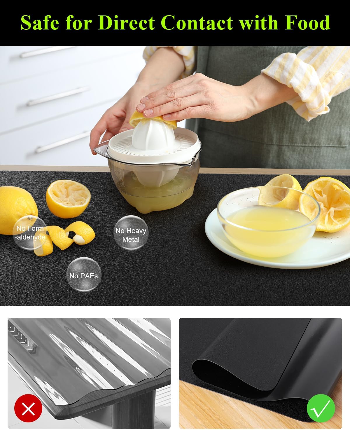 Black Plastic Table Cover Protector, 36" x 60" Waterproof Easy Flat PVC Desk Pad Mat, 1.5mm Thick Rectangle Vinyl Table Top Protector for Dining Room Table, Office, Dresser