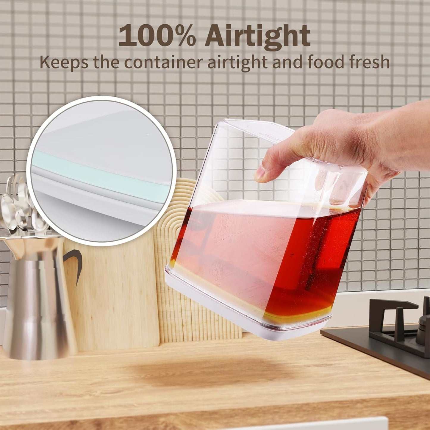 8 Pcs Pop Food Storage Containers Airtight Food Storage Containers Set with Lids Kitchen Pantry Organization and Storage, 3.4Qt, 2.8Qt, 2.1Qt, 1.2Qt