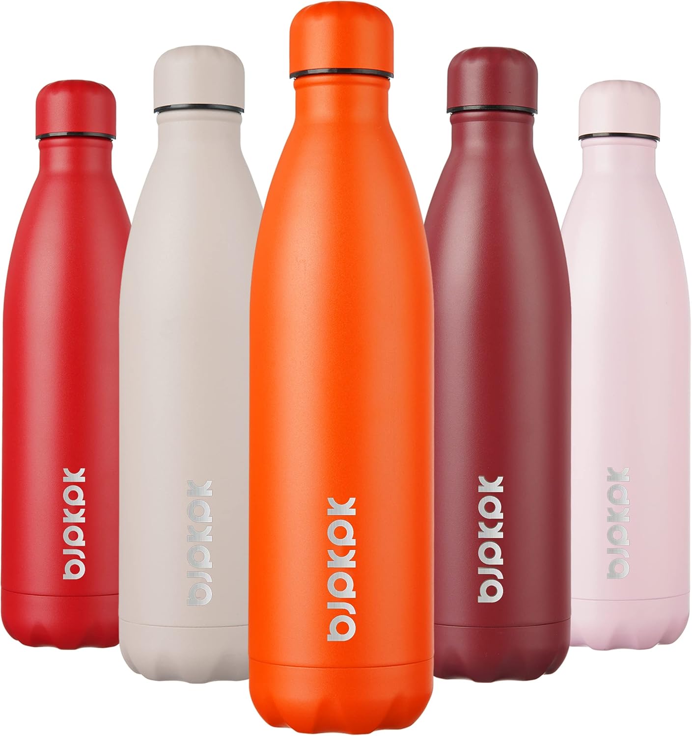 BJPKPK 25oz Insulated Stainless Steel Water Bottles,Sports Water Bottles Keep Cold for 24 Hours and Hot for 12 Hours,Orange Cap