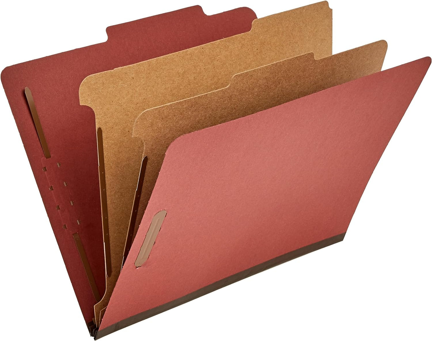 Amazon Basics Classification Folder with Prongs, Pressboard, 2 Dividers, 2-Inch Expansion, 12.17 x 10.67 inch (Letter) Size, Red, Pack of 10