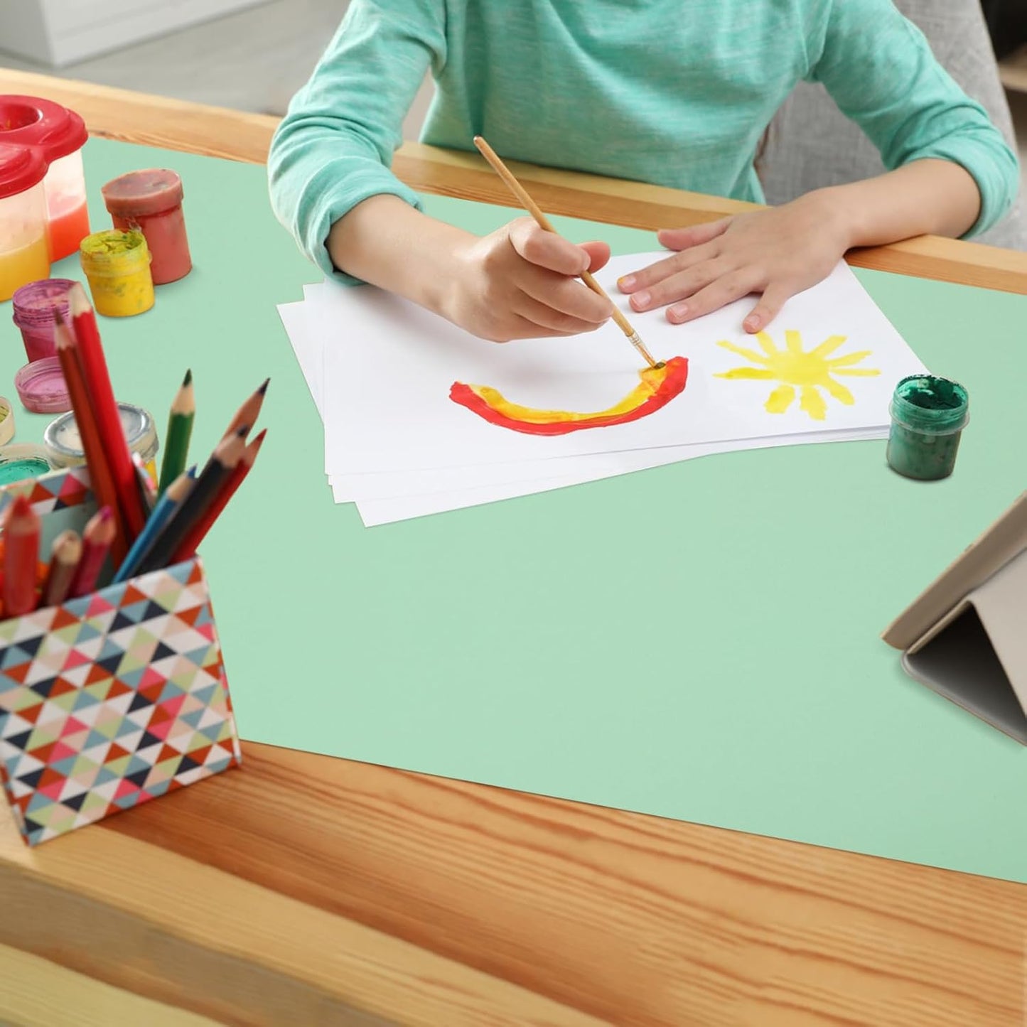 Silicone Mats for Kitchen Counter, Nonslip Silicone Mats for Crafts Countertop Protector Heat Resistant Mat (Light Green, 78.7"L x 15.7"W)