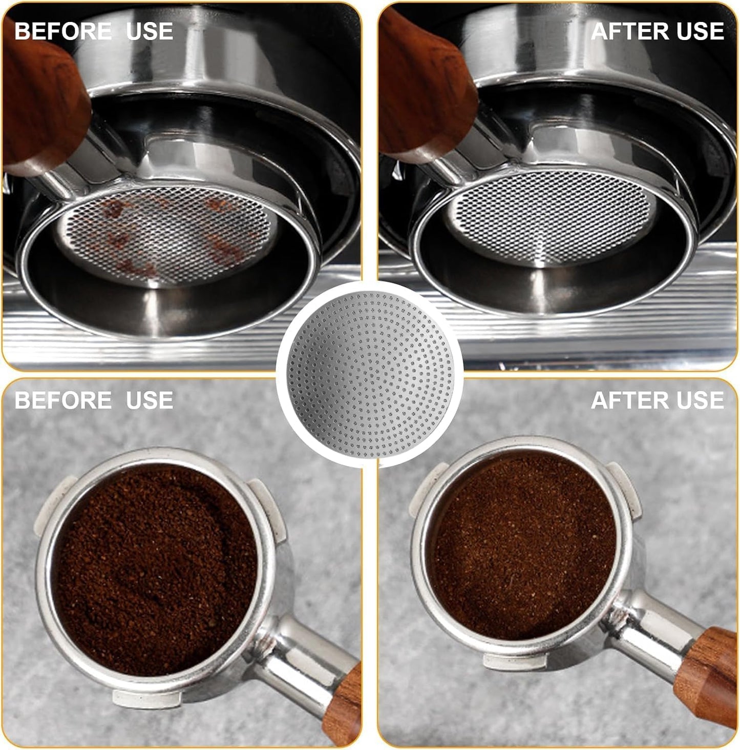 Gmnuiy51mm Coffee Espresso Tamper ，with Stainless Steel Base Tamper ，Silicone Tamper Mat,Black Espresso Distribution Tool， Coffee puck screen