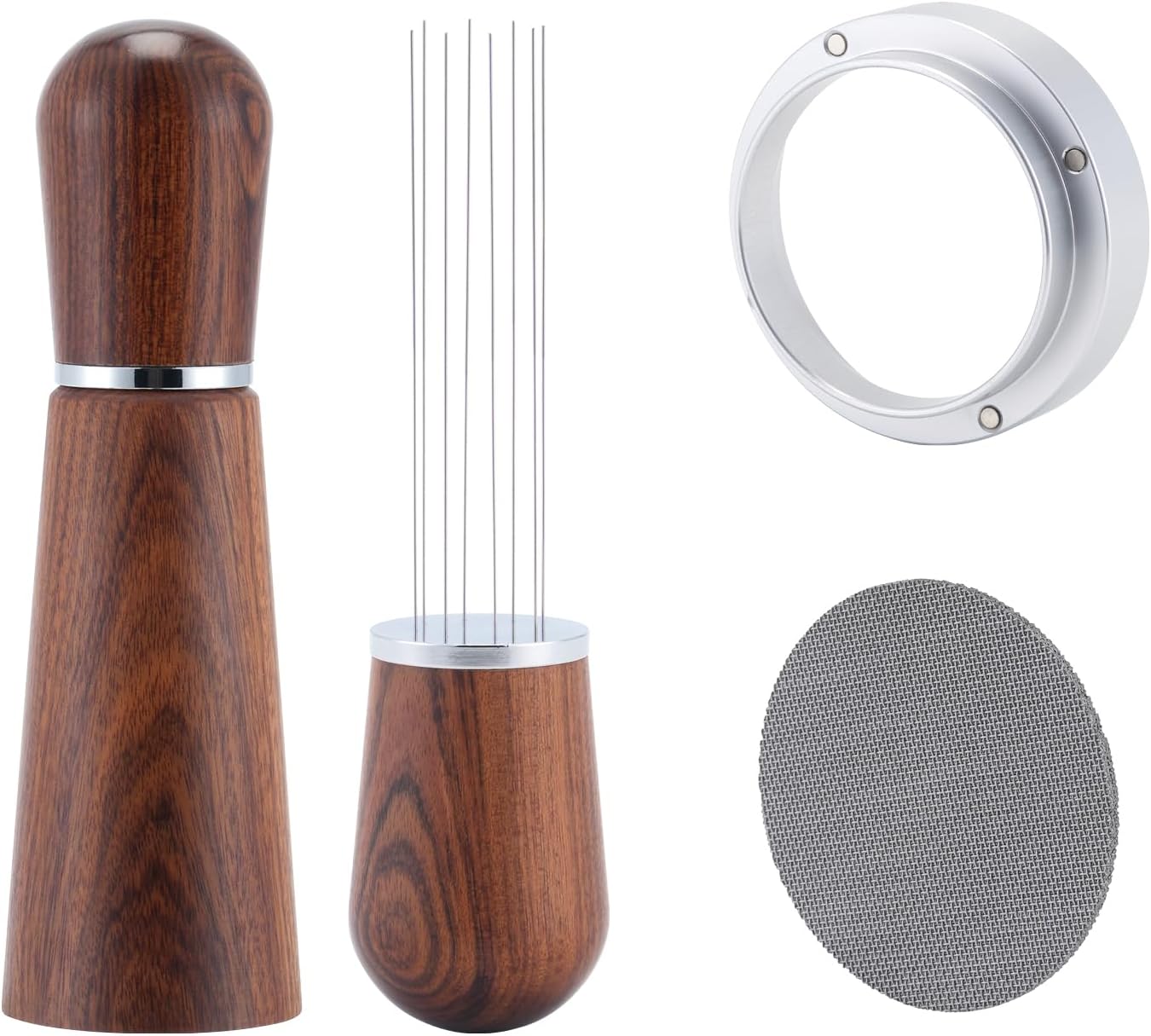51mm Espresso Accessories Kit,316 Stainless Steel WDT Tool Espresso,Dosing Funnel and Puck Screen Set，Espresso Distribution Tool,Espresso Coffee Stirrer for Barista