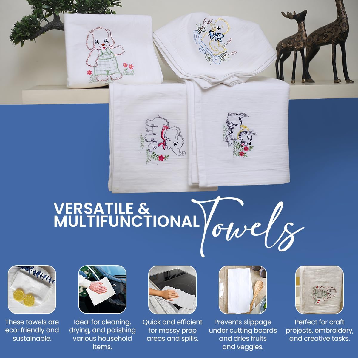 LITO LINEN AND TOWEL Flour Sack Towels - 100% Cotton Tea Towels for Crafts, Dish Towels for Kitchen, Embroidery, Cleaning, Baking (Pack of 2) - 18"x 28"