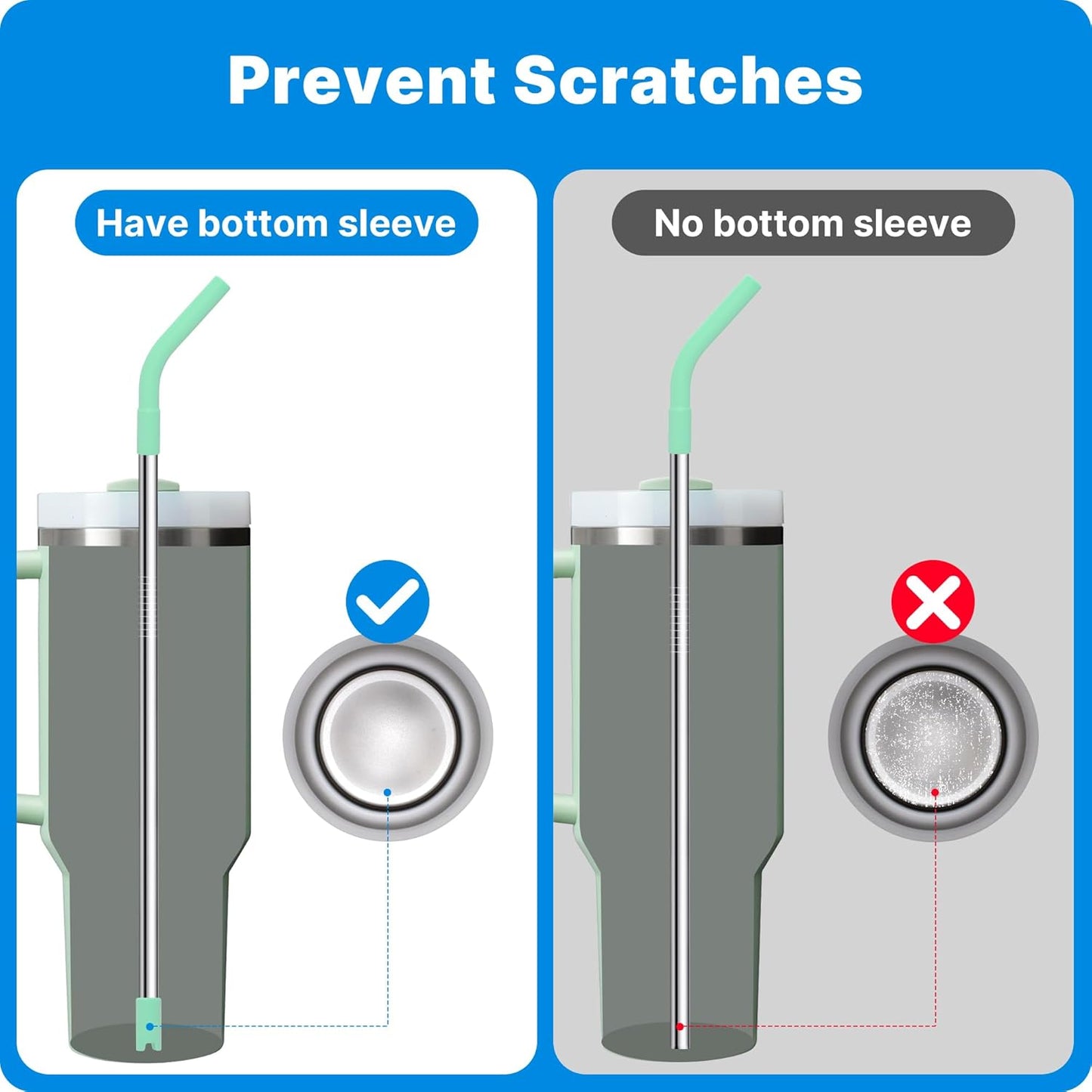 6Pcs Silicone Straw Tips, Reusable Rubber Straw Tips for Metal Straws and Other 0.31Inch (8MM Outdiameter) Straws, Fit for Stanley Cup Tumbler (Light Pink)