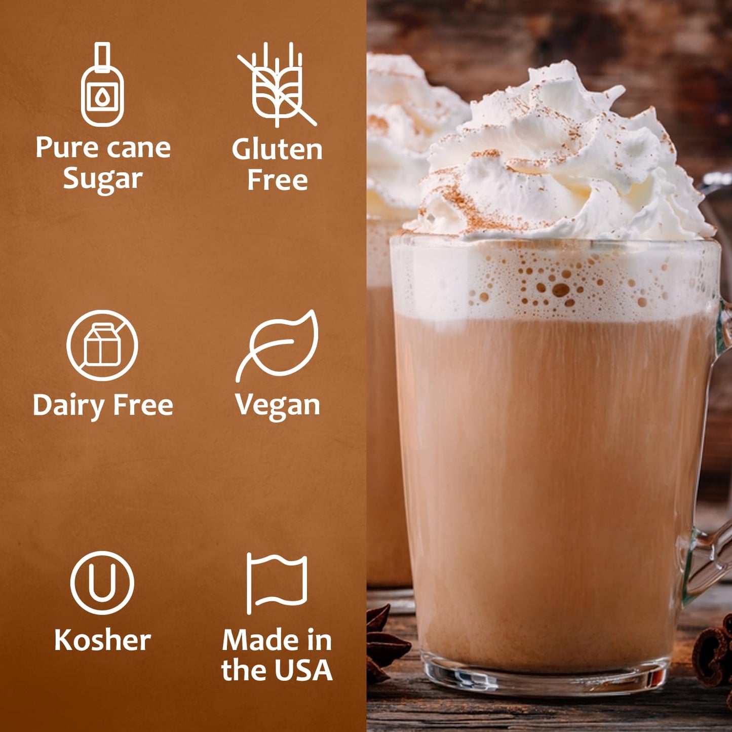 Syruvia Caramel Pecan Coffee Syrup - 25.4 fl oz. Kosher, and Gluten-Free. Ideal for Enhancing Drinks, Sodas, Shakes, Desserts, and More.