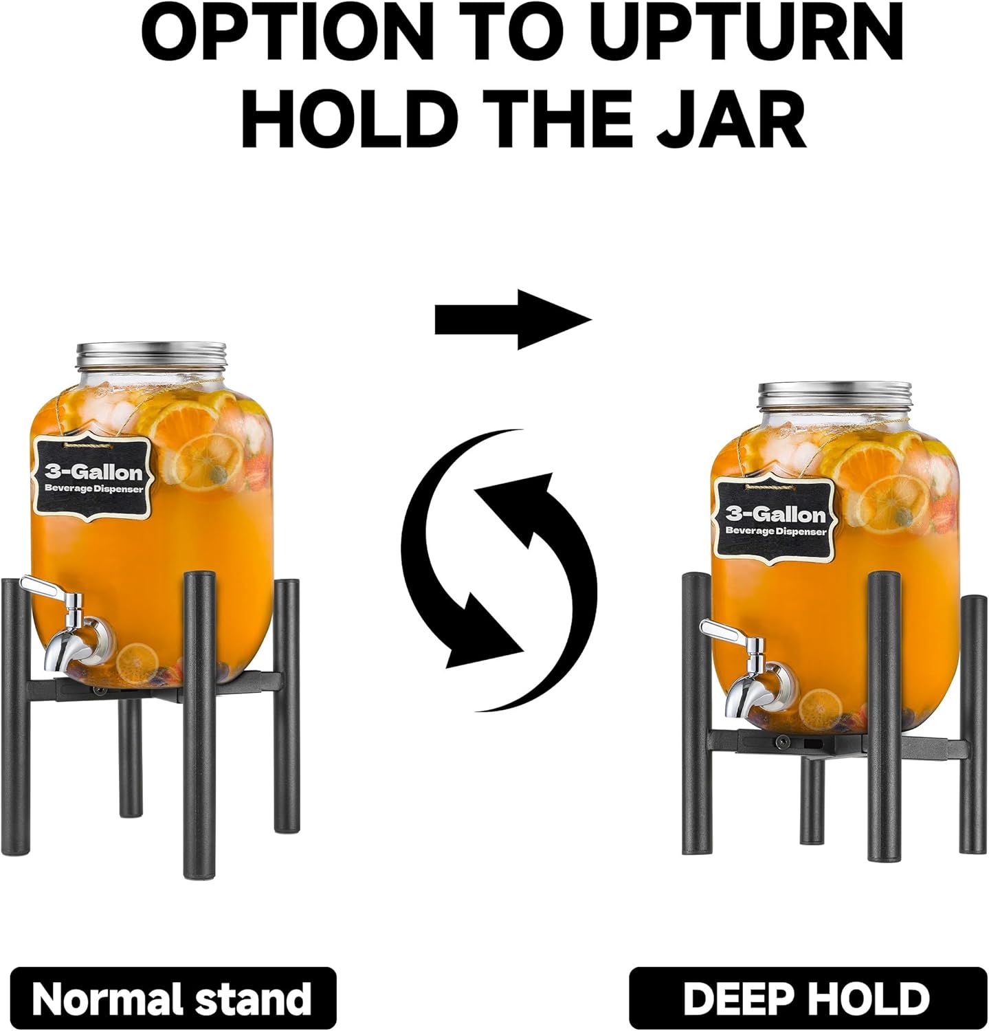 Adjustable Drink Dispenser Stand,Beverage Dispenser Stand only,Fit 1-3 Gallon Container,Water Jug Jar,Beverage Dispenser,Glass Water Jug,for Parties outdoors (For 6-10 Inches Dispenser)