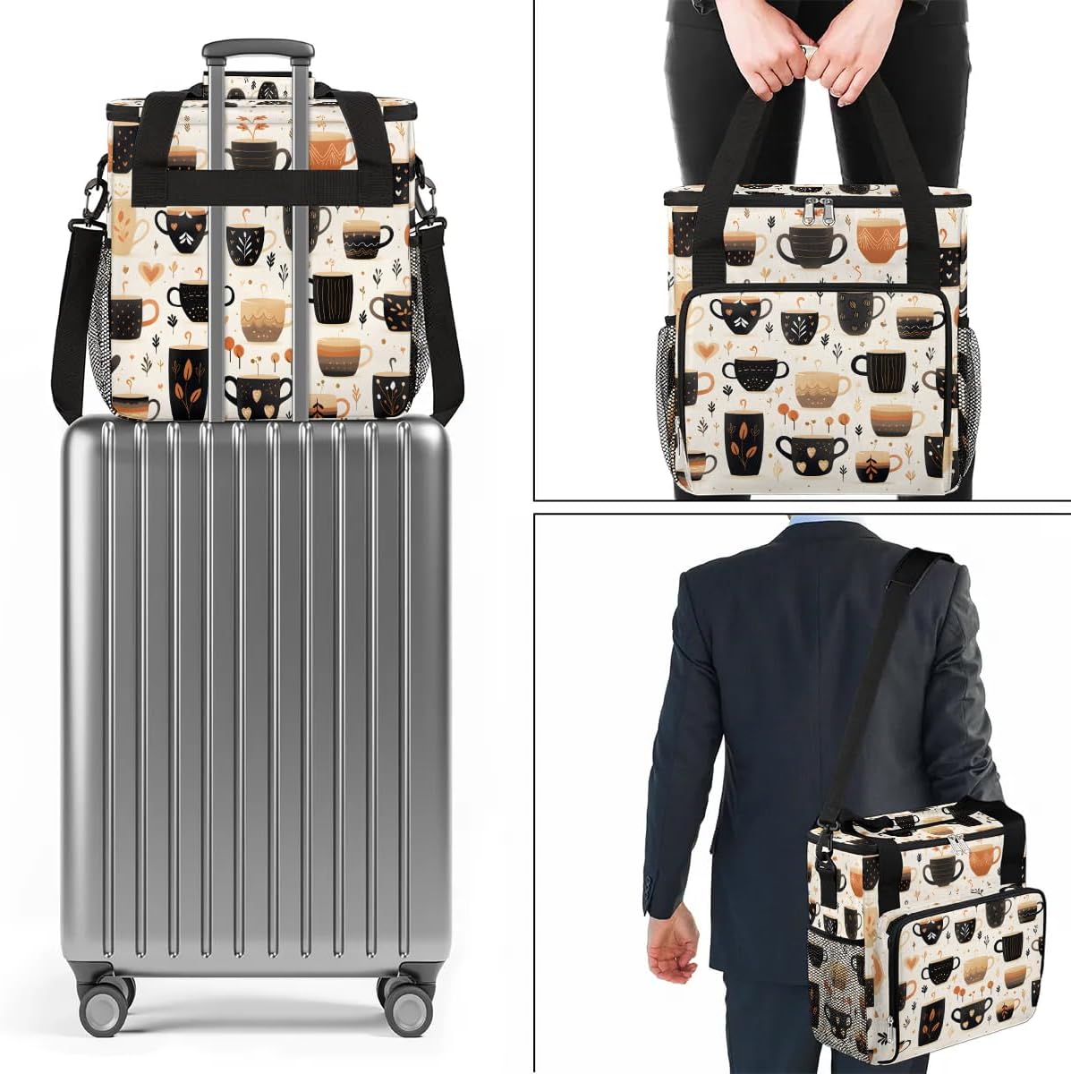 Coffee Maker Travel Bag Compatible with Keurig K-Mini or K-Mini Plus, Single Serve Coffee Brewer Carrying Case with Multiple Pockets for K-Cup Pods, Storage Bag With Shoulder Strap(Bag Only)