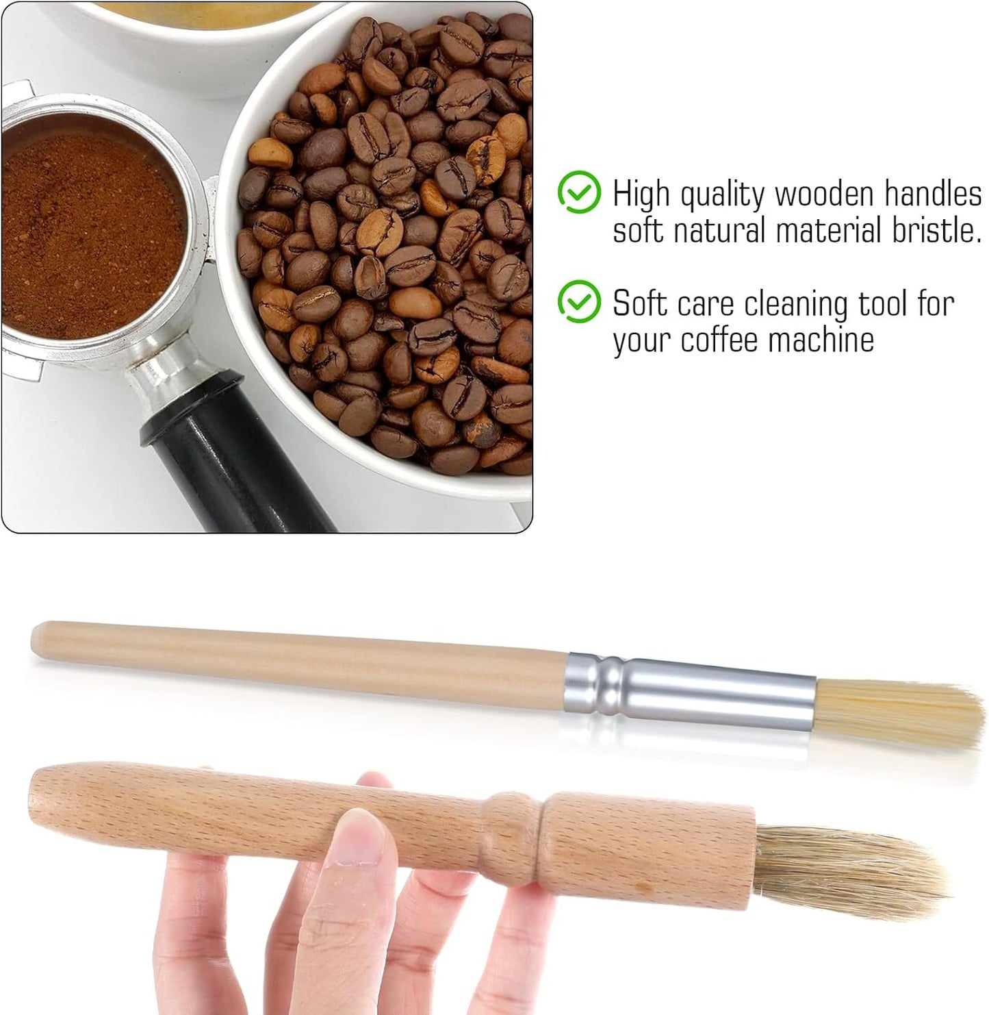 5 Pcs Coffee Grinder Brush Group Head Brush Brushes Kit Nylon Machine Cleaning Brushes Wooden for Coffee Machine