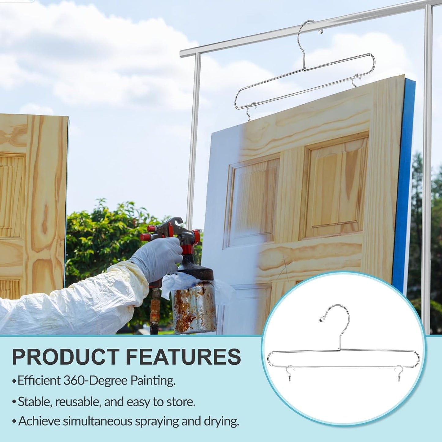 12 Pack Cabinet Door Painting Hanger 14.57 x 5.24 Painting Drying Rack with 60 Pcs Metal Screw-in Cup Hooks,Cabinet Door Drying Rack Art Drying Brackets Painter Tools