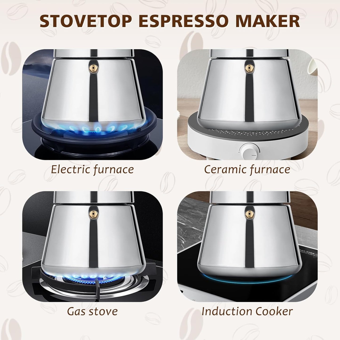 Stovetop Espresso Maker, 12 cup Moka Pot, Italian Coffee Maker Percolator, Stainless Steel Espresso Pots, 600ml/20oz(Espresso Cup=50ml/1.7oz) Coffee Pot Cafe Maker for Induction Cookers, Hobs