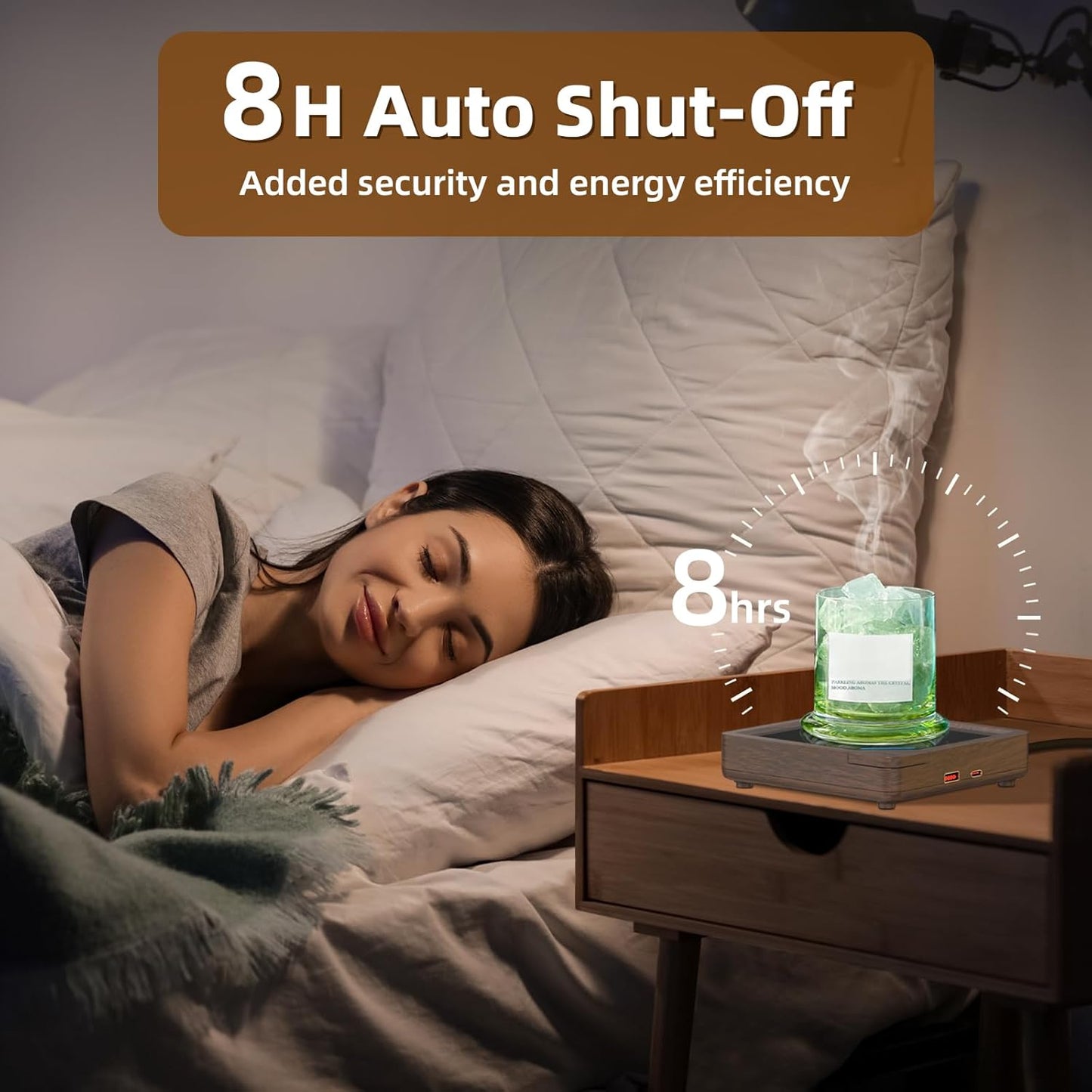 Coffee Mug Warmer with 2 USB Charging Ports: Auto Shut-Off Candle Wax Warmer - Heated Beverage Coffee Accessories for Home Office Desk - U1 Wood