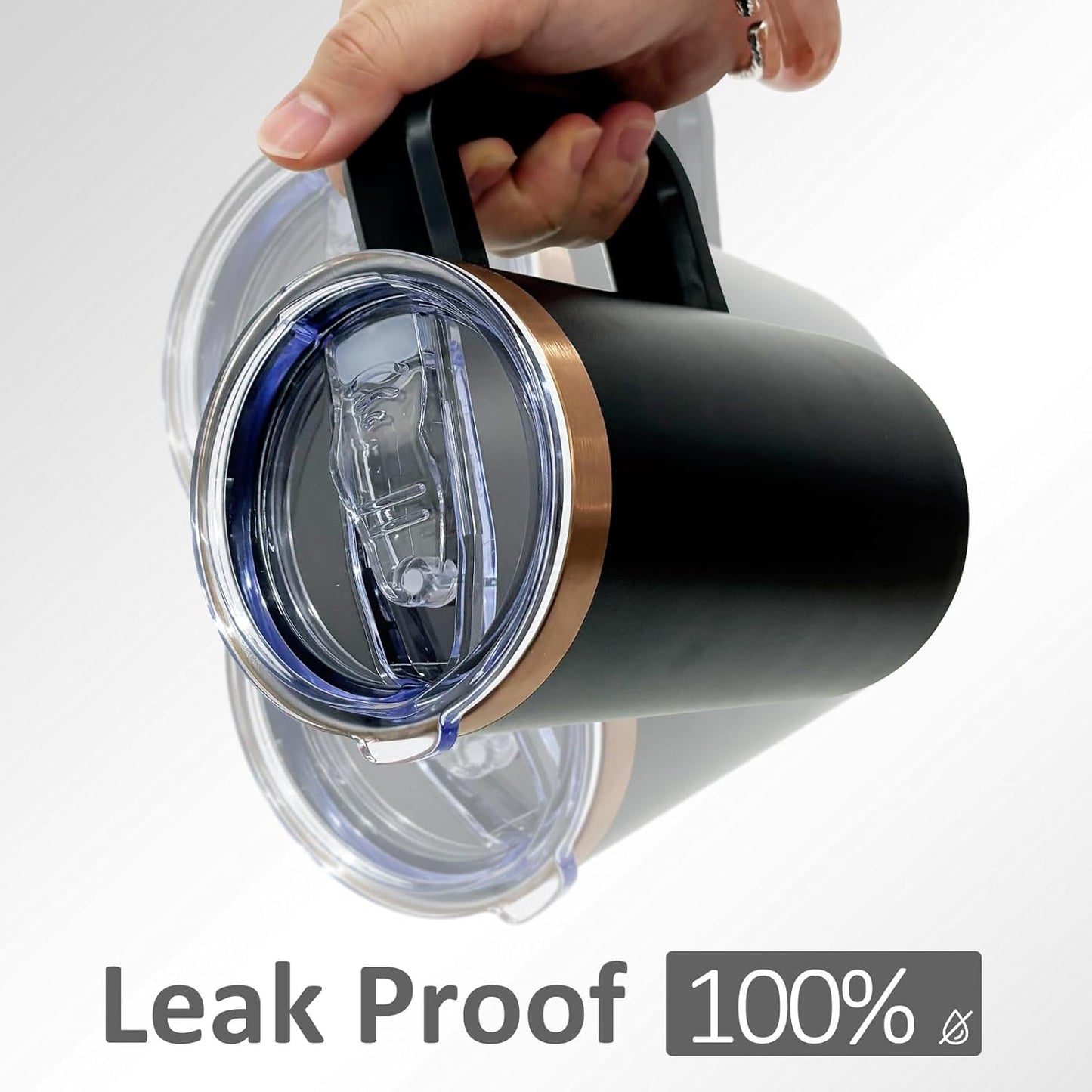 20 oz Insulated Coffee Mug with Lid, 4 Pack Stainless Steel Coffee Tumbler Bulk, Double Wall Vacuum Travel Mug with Handle, Leakproof Powder Coated Coffee Cups for Hot and Cold Drinks (Black,4 pack)