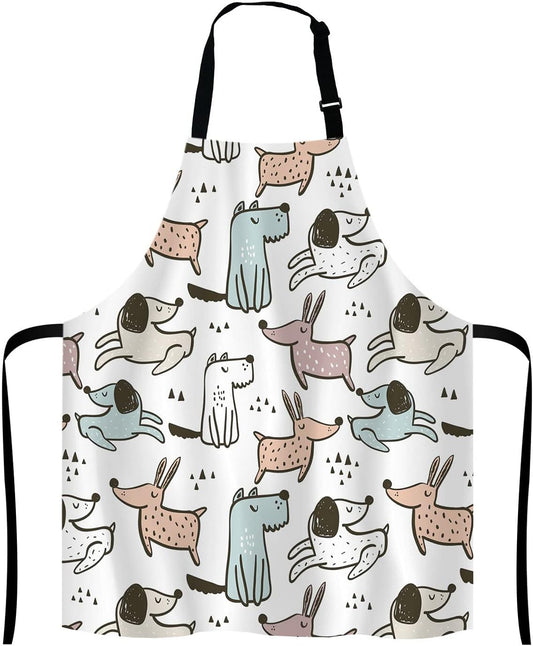 Cartoon Dogs Apron for Women and Men, Adjustable Kitchen Chef Apron for Cooking Baking - Cute Birthday, Anniversary, Mother's Day Apron Presents for Mom Wife Girlfriend Aunt Grandma
