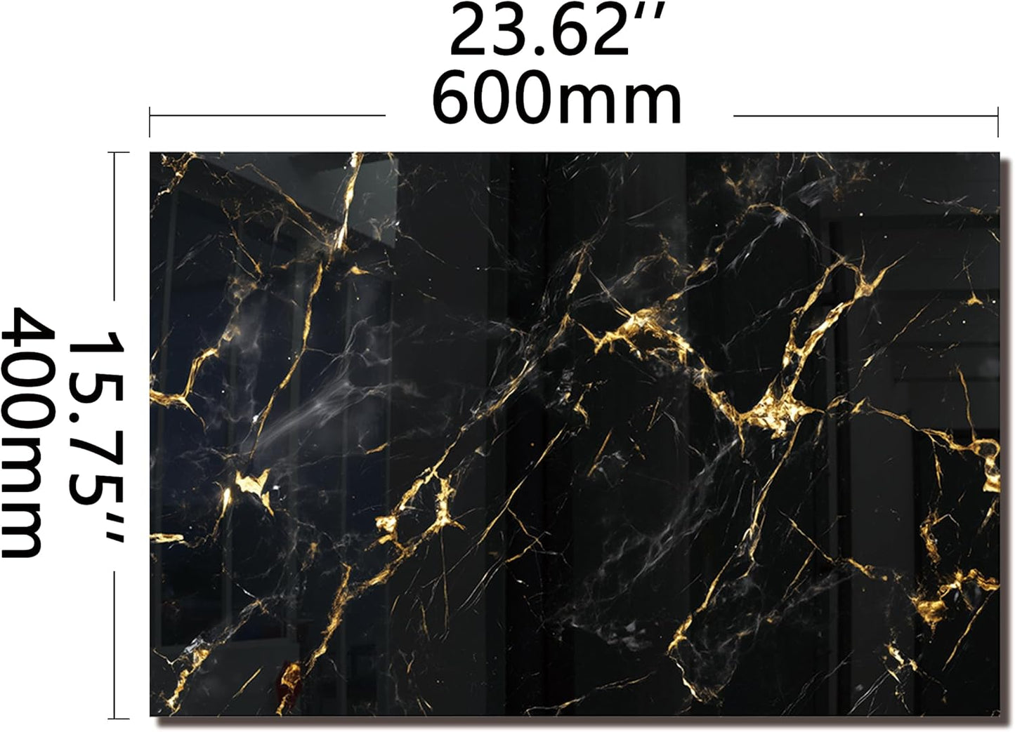 DAIFURONGE Tempered Glass Backsplash For Kitchen Behind Stove,Black Marbling Stove Backsplash Top Cover,Easy to Clean Glass Splashback, Sink Cover Splash Guard,Home Kitchen Wall Decor (23.62"x15.75"(60x40cm))