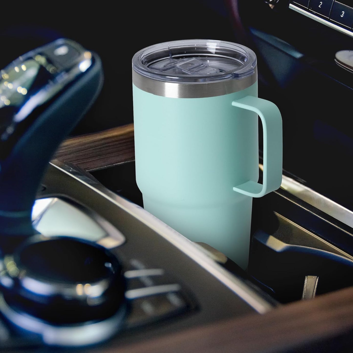 HASLE OUTFITTERS 20oz Tumbler Bulk with Lid, Stainless Steel Tumbler Bulk with Handle, Metal Insulated Travel Coffee Mug Set with Handle, Double Wall Vacuum Leak Proof Tumbler Cup, Mint Green 12 Pack