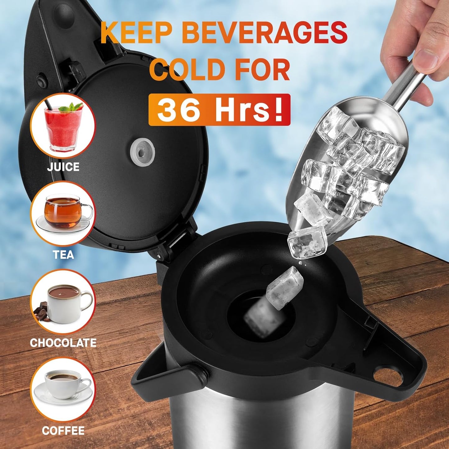 85 oz (2.5L) Coffee Carafe with Pump, 2Pcs Insulated Stainless Steel Coffee Dispenser, Coffee Carafes for Keeping Hot/Cold, Hot Beverage Dispenser for Party