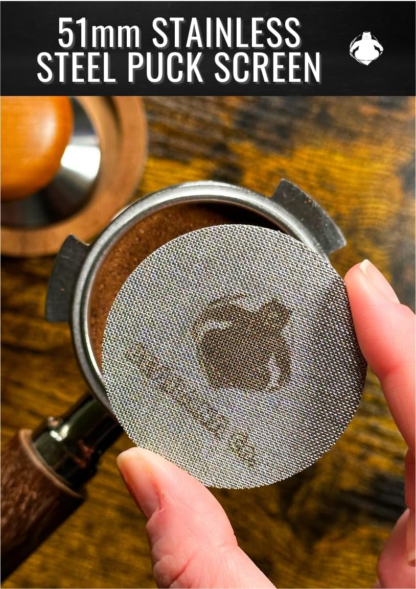 51mm Coffee Espresso Tools Accessories 3x Set┃Dosing Funnel Ring, WDT Needle Distributor, Stainless Steel Puck Screen Filter┃Barista Set for Coffee Lovers┃Gift Idea (51mm)