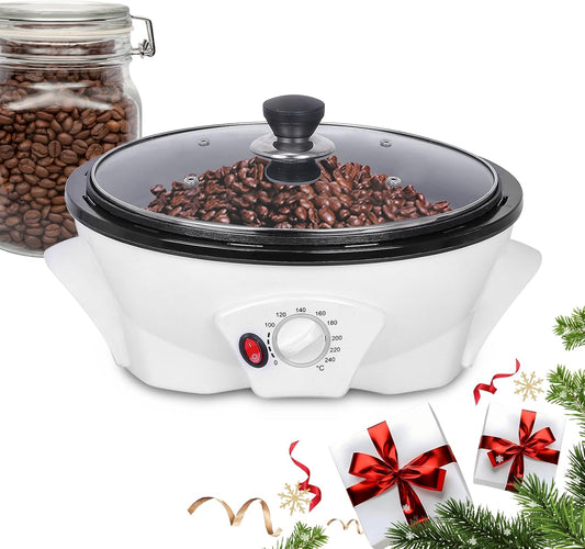 JIAWANSHUN Electric Coffee Roaster Machine 500g Coffee Bean Roaster 0-240℃ Non-Stick Home Peanut Beans Roaster 1200W 110V