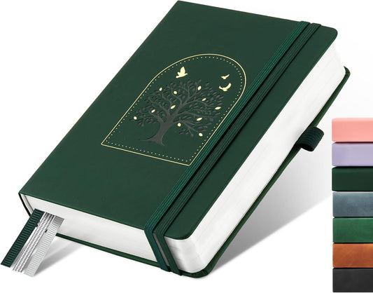&And Per Se Lined Journal Notebook for Women&Men with Pattern, 365 Pages, 5.7'' x 8'' 100GSM Thick Paper, A5 Journals for Writing(Dark Green)