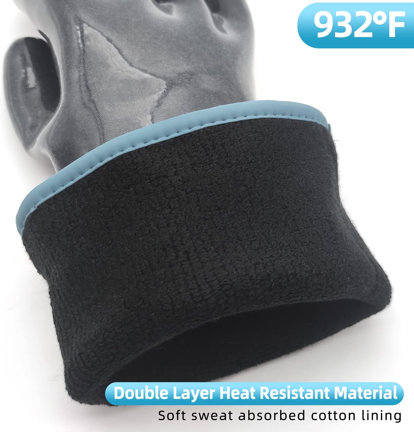 DEYAN Silicone BBQ Gloves, 932°F Heat Resistant Oven Gloves with Fingers, Kitchen Waterproof Hot Proof Glove for Fryer, Smoker, Baking, Cooking, Cutting(10/XL)