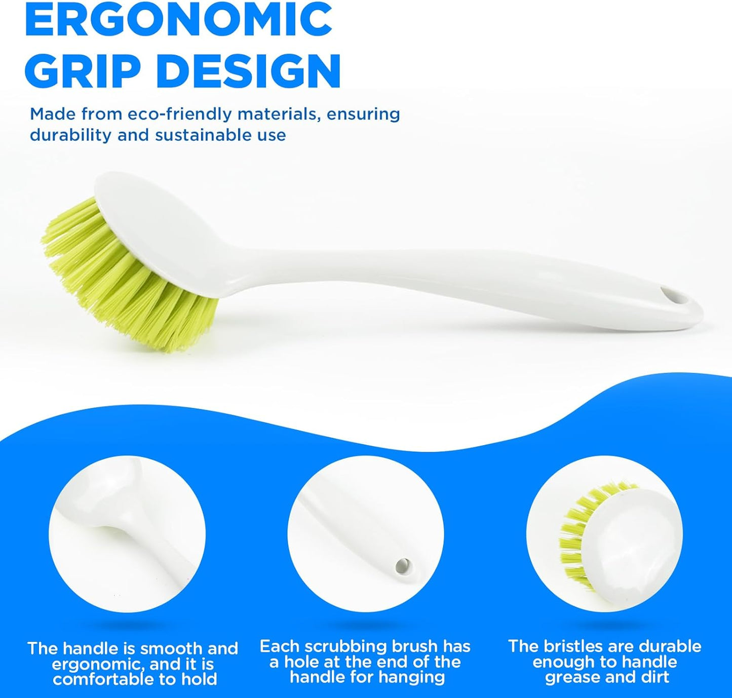 3 Pcs Household Cleaning Brushes with Handles are Perfect Cleaning Pans Dish Brush Scrub Brush Kitchen Cleaner for Cleaning Pasta Plate countertops and Cleaning Brushes for Household use