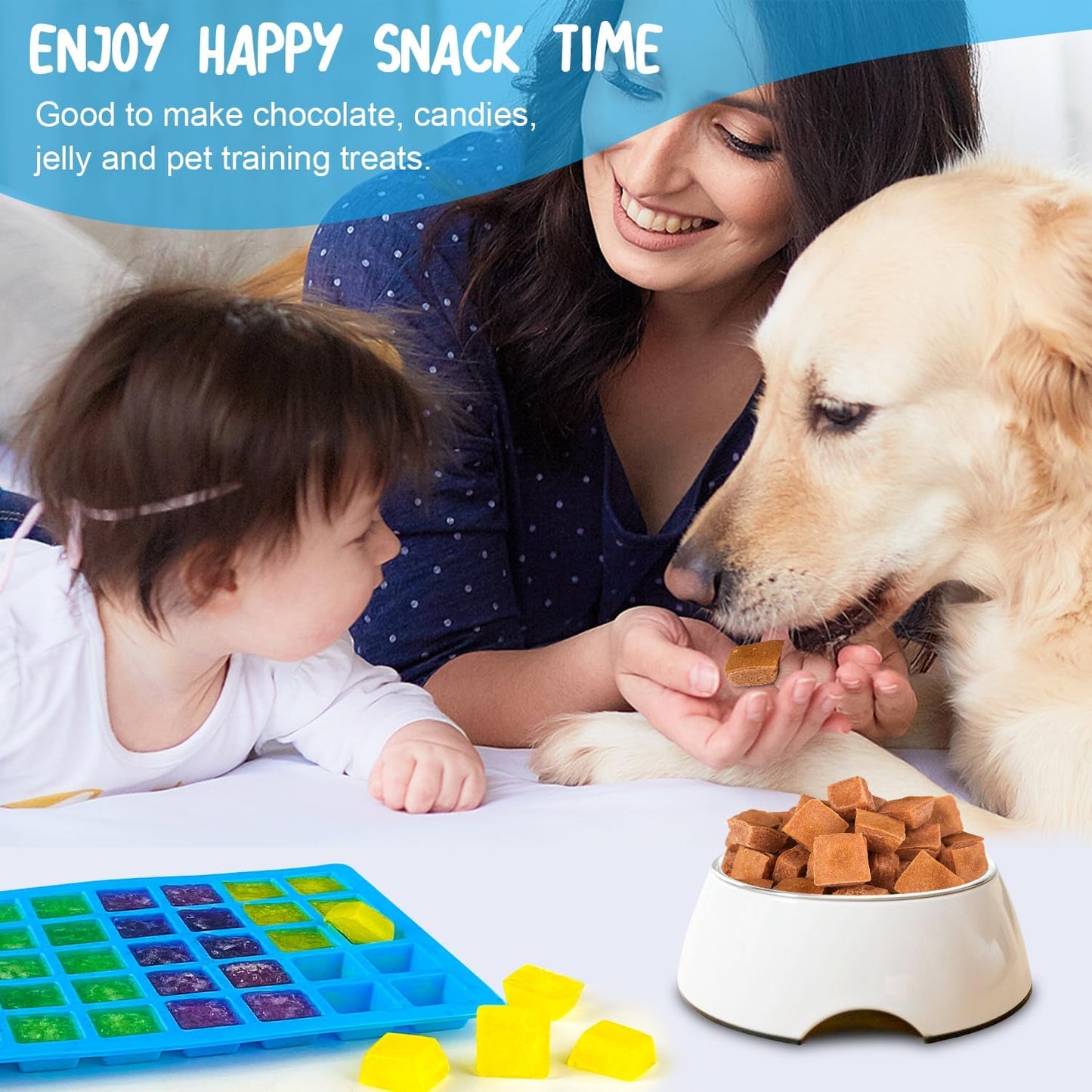 Mini Square-Terrace Silicone Chocolate Molds 50 Cavities - Walfos Non Stick Silicone Candy Molds, Silicone Molds for Chocolate, Candy, Gummy, Jelly, Ice Cubes, Food Grade & Dishwasher Safe, 2 Packs