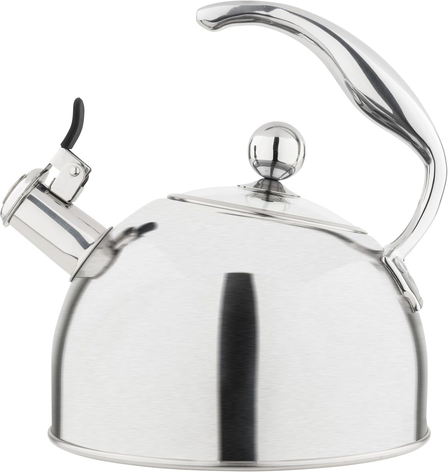 Viking 3-Ply Stainless Steel Tea Kettle, 2.6 Quart Stovetop Hot Water Pot with Tempered Glass Lid, Ergonomic Handle, Induction Ready, Satin Silver