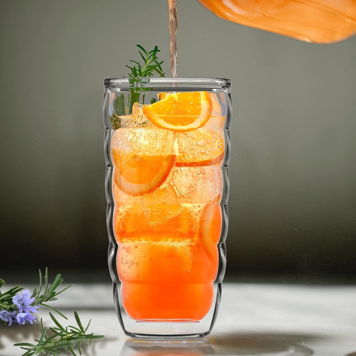 Amazing Abby - Arctic - 24-Ounce Insulated Plastic Tumblers (Set of 4), Double-Wall Plastic Drinking Glasses, All-Clear High-Balls, Reusable Cups, BPA-Free, Shatter-Proof, Dishwasher-Safe