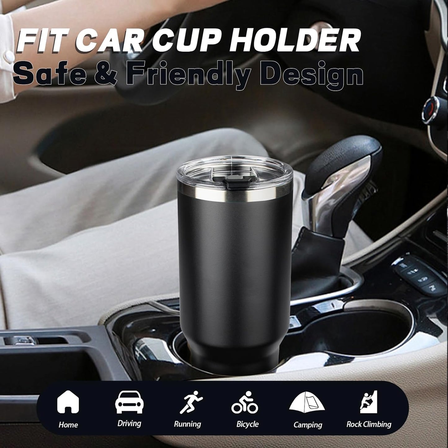 40 oz Tumbler with Lids and Straws, Stainless Steel Insulated Coffee Tumbler, Double Wall Vacuum Insulated Travel Mug Cup, Leakproof Thermal Coffee Cup for Hot and Cold Drinks (Black)