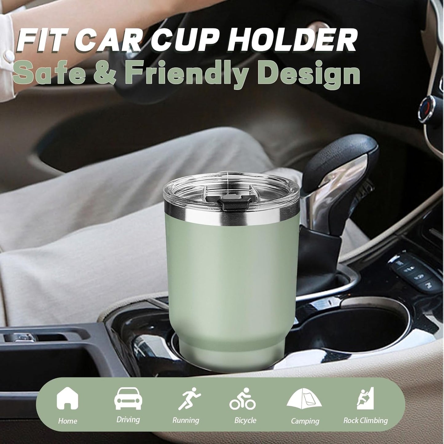 30 oz Tumbler with Lids and Straws, Stainless Steel Insulated Coffee Tumbler, Double Wall Vacuum Insulated Travel Mug Cup, Leakproof Thermal Coffee Cup for Hot and Cold Drinks (Green Tea)