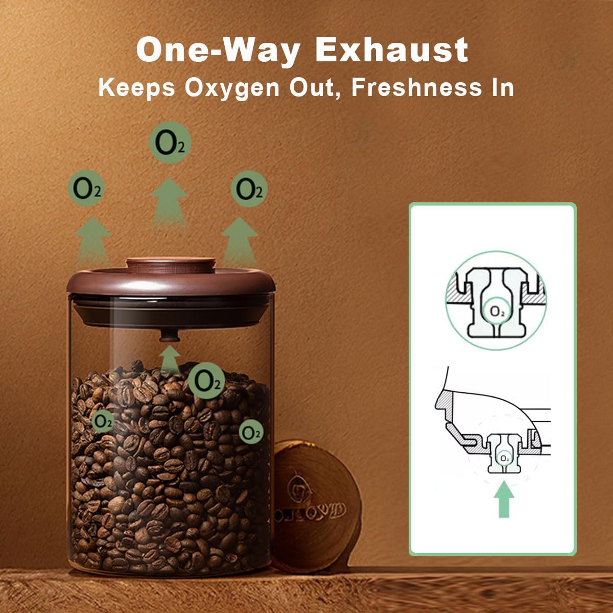 Ankou Glass Coffee Canister 900ml x 2 Jar, Airtight Food Storage Container with Pop Lid, Kitchen High Borosilicate Glass Contianers For Tea Coffee Bean Sugar