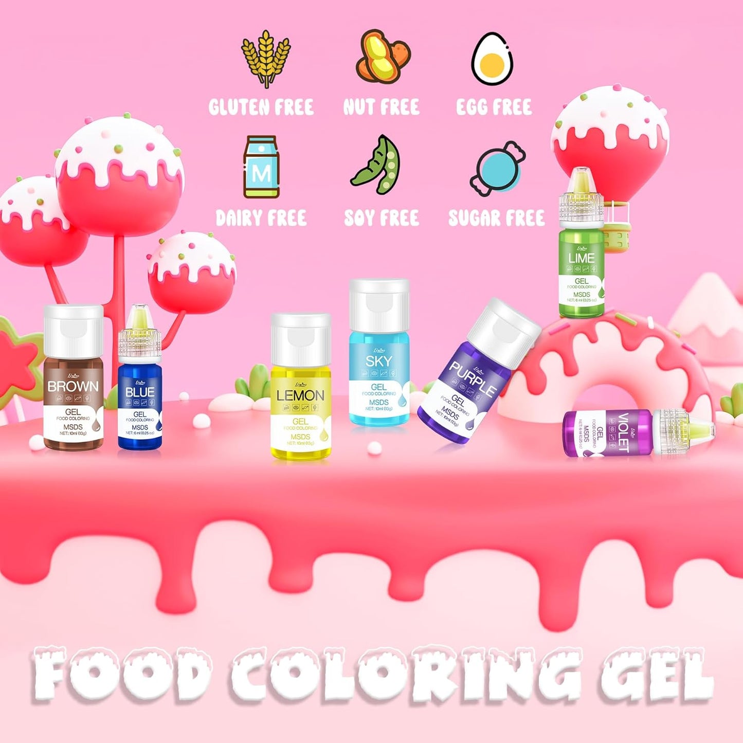 Gel Food Coloring - 4.5oz Vivid Food Coloring Gel for Baking, Cake Decorating, Cookie, Fondant, Macaron - Tasteless Concentrated Edible Food Color Dye for Icing, Slime, Drinks, DIY Crafts (Lemon)