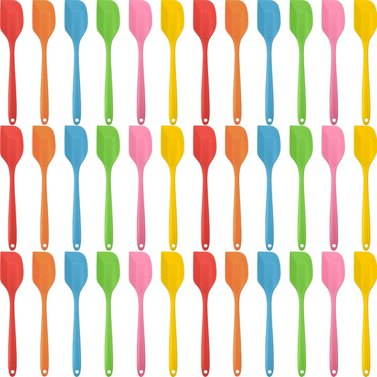Irenare 36 Pcs Mini Silicone Spatulas Bulk 8.3 Inch Heat Resistant Scrapers Rubber Spatulas Seamless Design Non Stick Flexible for Kitchen Use Cooking Baking Mixing