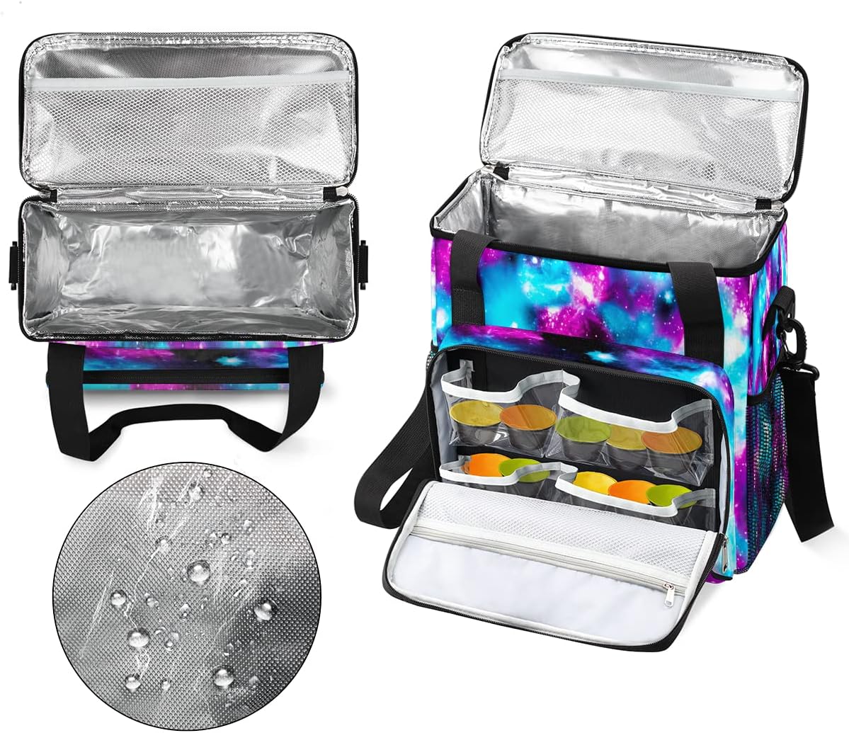 Funny Galaxy Coffee Maker Carring Bag Glitter Space Travel Storage Tote Bag Compatible with Keurig K-Mini or K-Mini Plus Portable Single Serve Coffee Brewer Case with Pockets for K-cup Pods