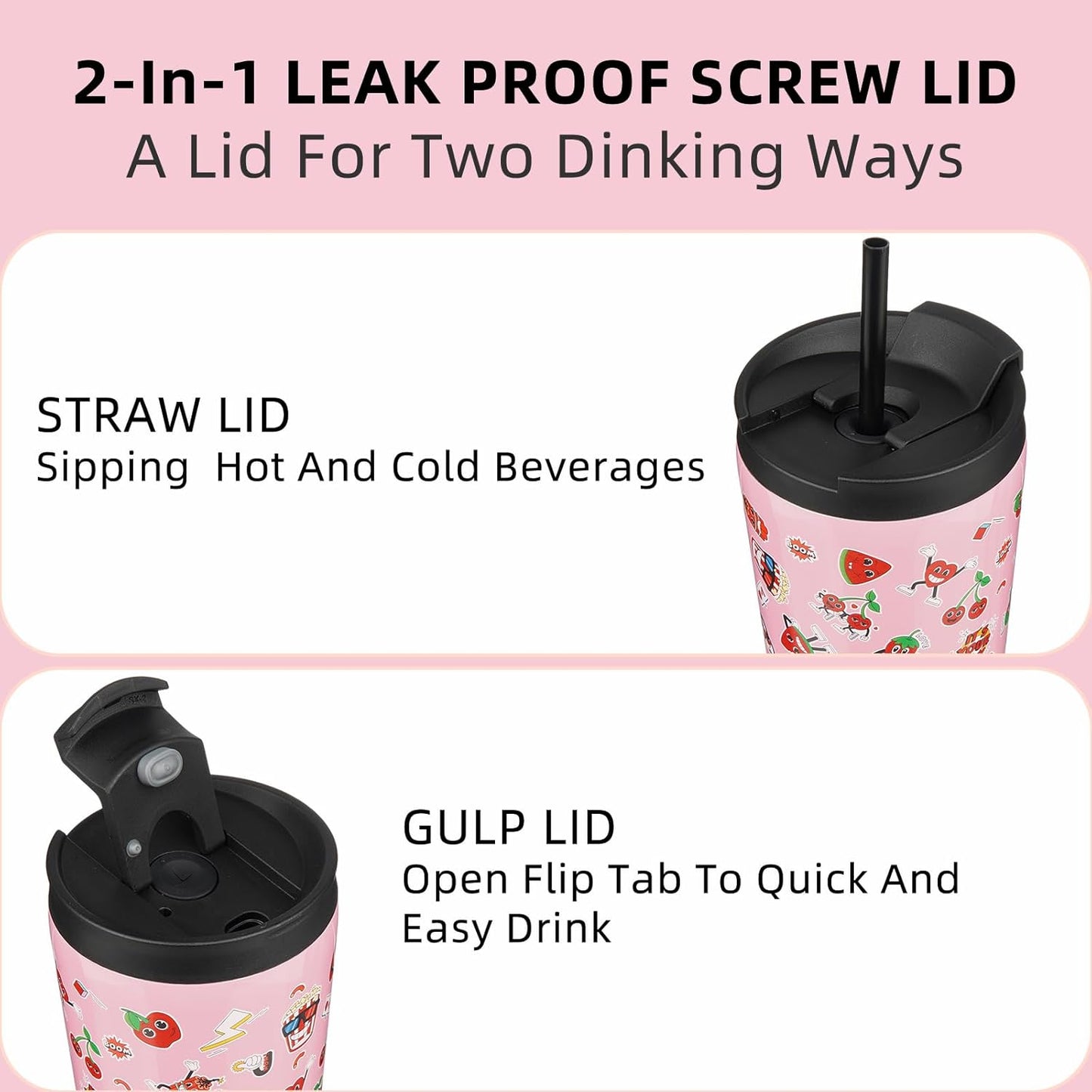 BJPKPK 30oz Stainless Steel Insulated Tumbler With lid And Straw Travel Coffee Thermal Tumblers Cup For Women And Men,Passionate Pink