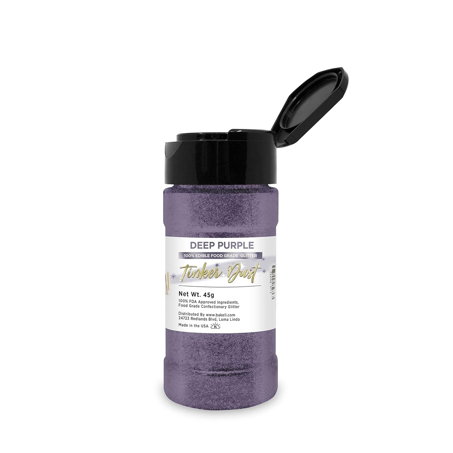 Deep Purple BAKELL Edible Glitter, 45 Grams | TINKER DUST Edible Glitter | KOSHER Certified | 100% Edible Glitter | Cakes, Cupcakes, Cake Pops, Drinks, Dessert Vegan Glitter & Dusts (45g Shaker, Deep Purple)
