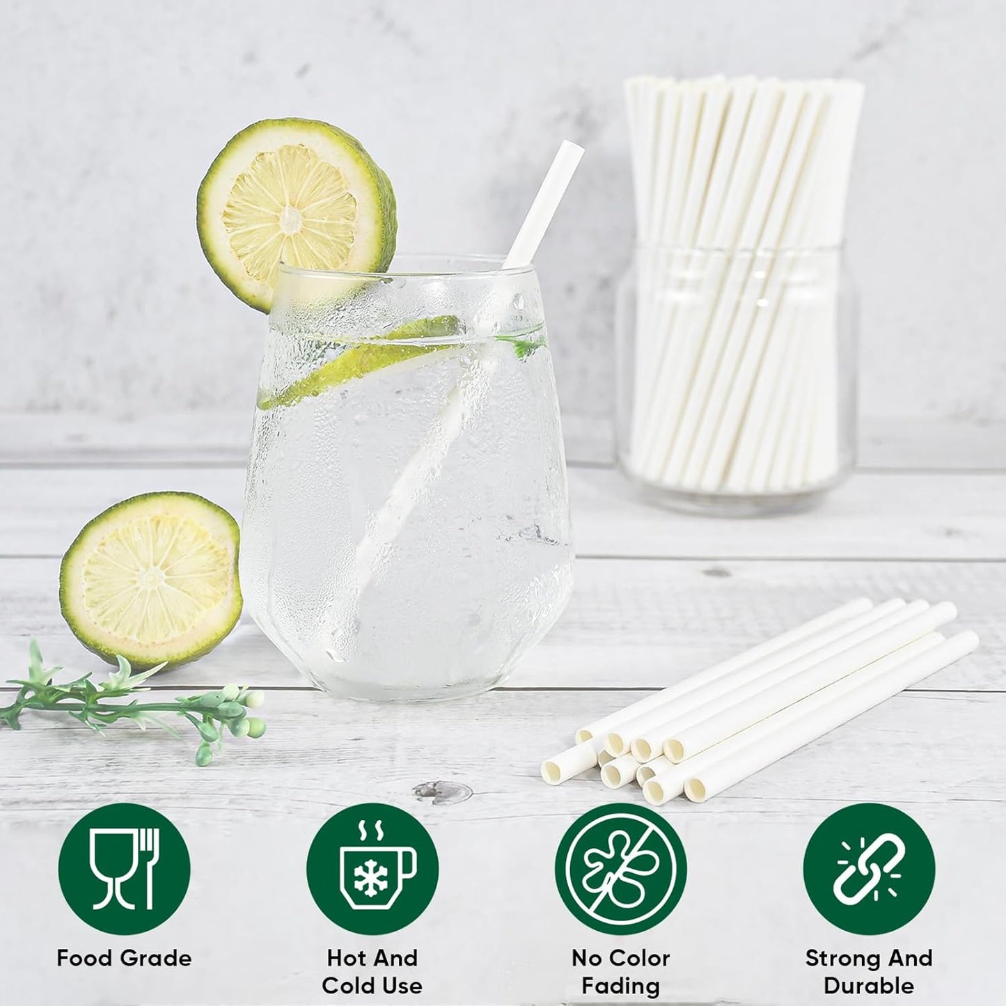 [500 Bulk] 5.75 inch White Small Paper Straws for Kids, Milk Cartons, Cocktail, Coffee, Short Drinks - Eco Friendly Disposable Drinking Straws