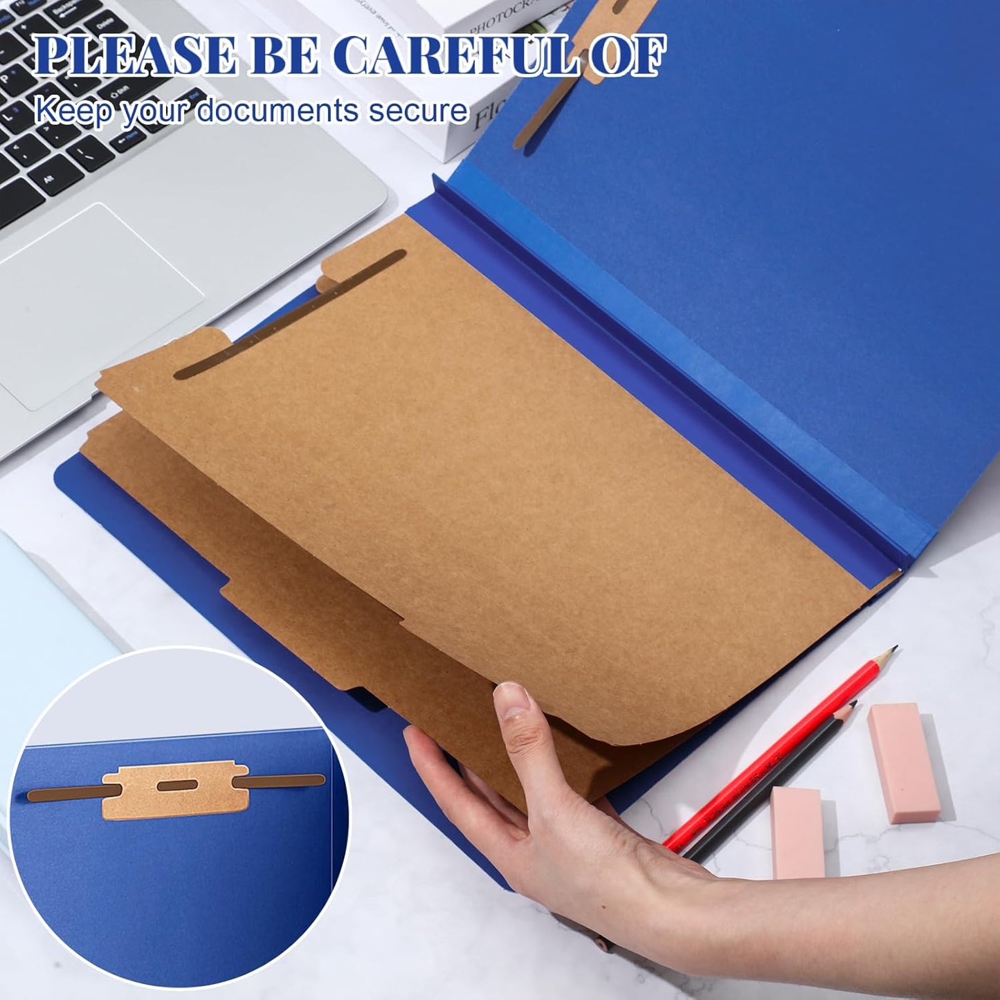 24 Pcs Classification Folders Letter Size Bulk - 2 Dividers Pressboard File Folder with 3.5 Inch Expansion, 2 Prongs Fastener, Heavy Duty Office File Organizer for Teacher Medical (Dark Blue)